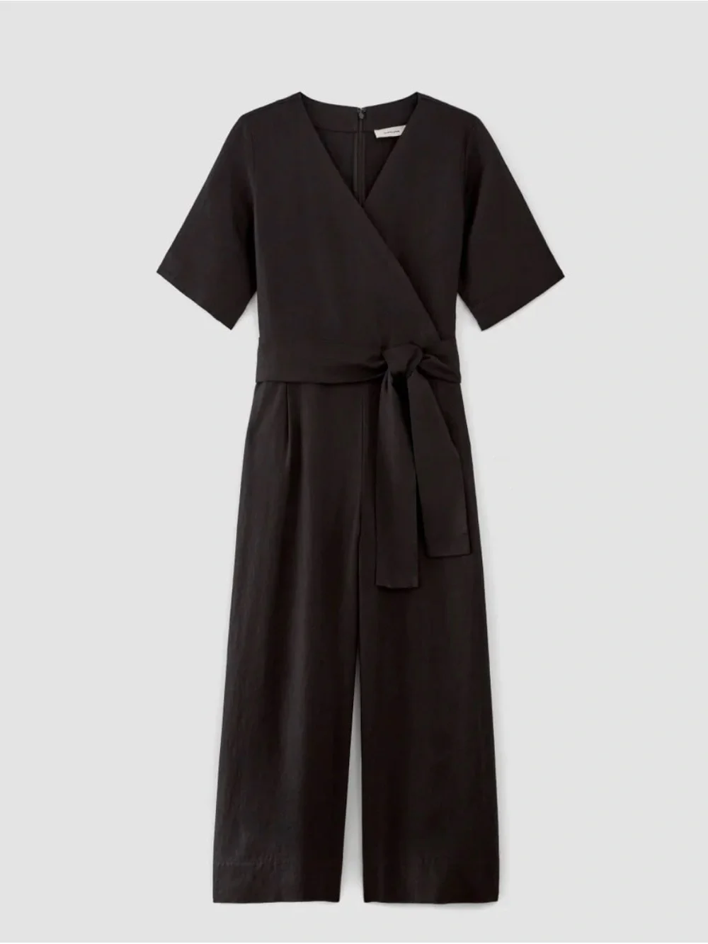 Everlane Black Linen Wrap Jumpsuit